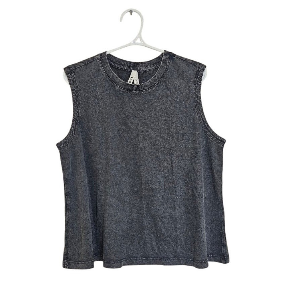 Pact Organic Cotton Muscle Tank Top Charcoal Gray Mineral Wash Medium